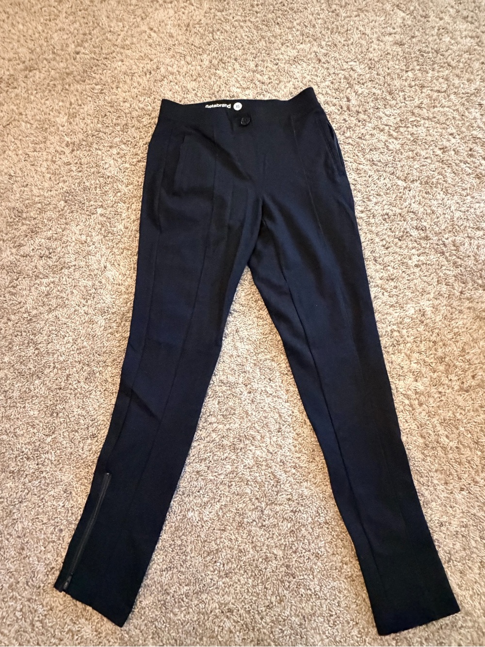 Betabrand Black Ponte Skinny Pants with Front Button